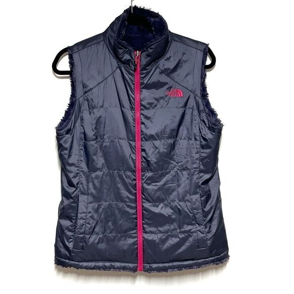 The North Face Women’s Mossbud Swirl Reversible Vest Dark Purple / Pink M - Picture 1 of 5